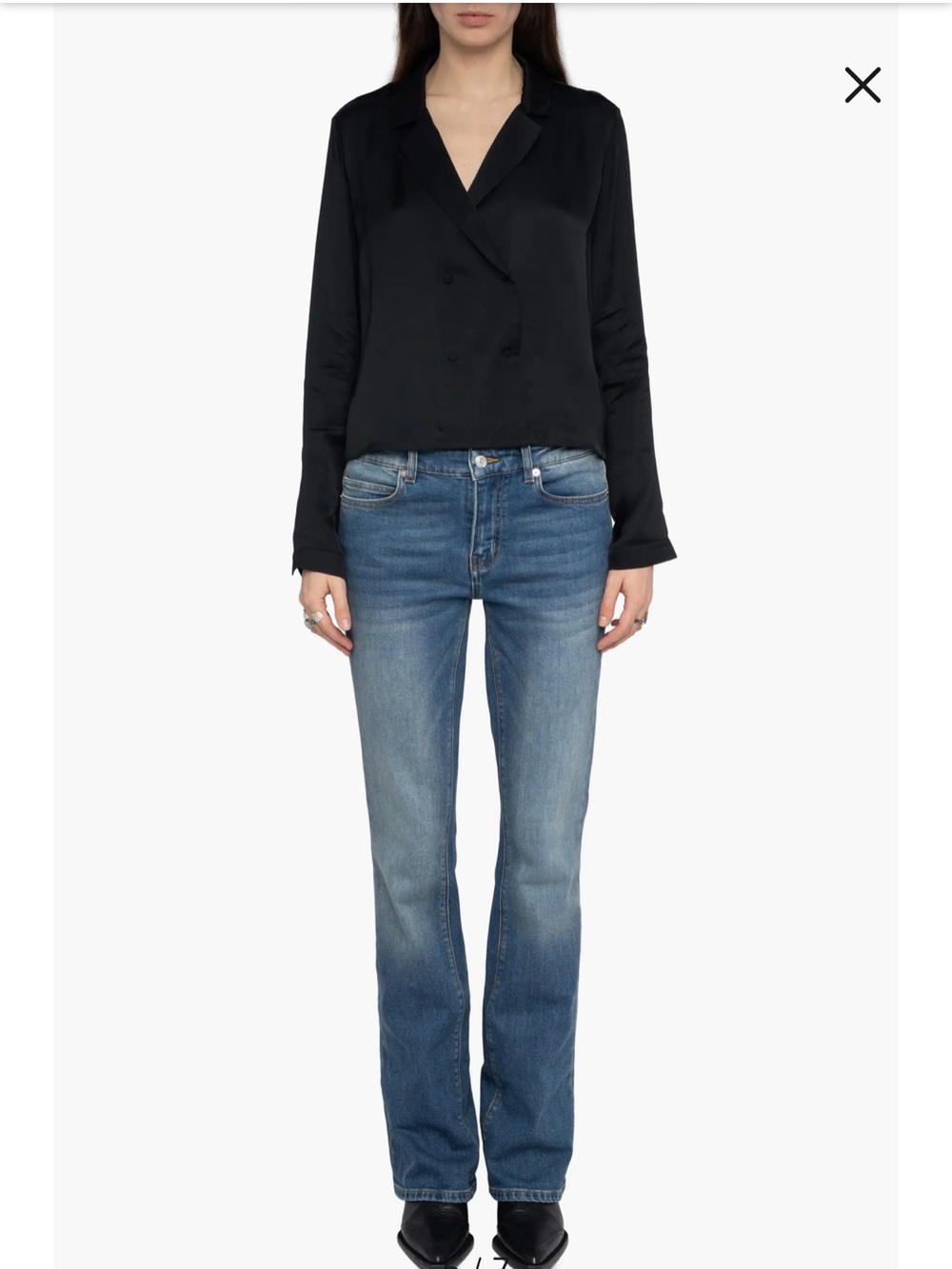 $298 Zadig & Voltaire Tussi Black viscous  top blouse shirt NWT